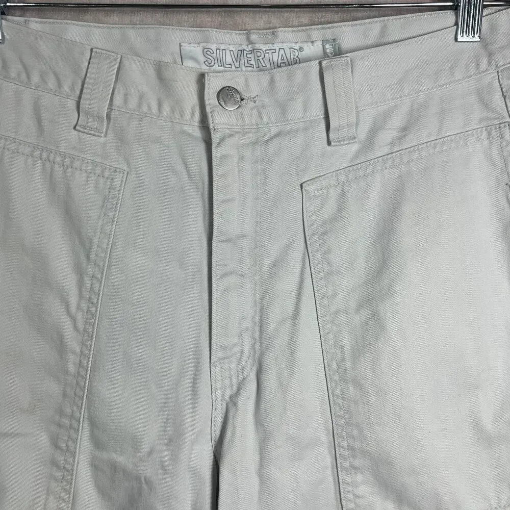Vintage Levi's Slivertab Shorts‎ Mens 34 Khaki Cargo 90s Y2K Skater Grunge Retro